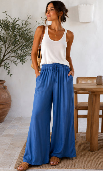 Wide Leg Sateen Pants