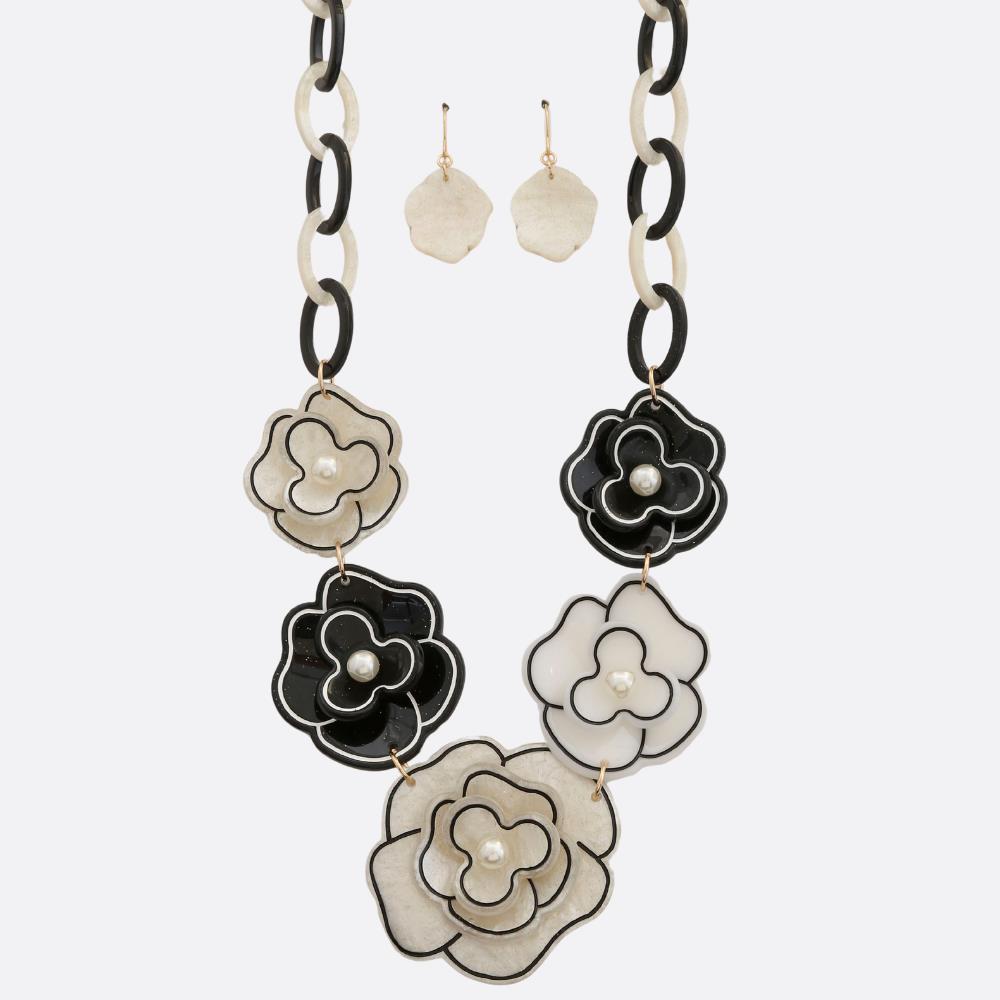 Acetate Flower Link Necklace