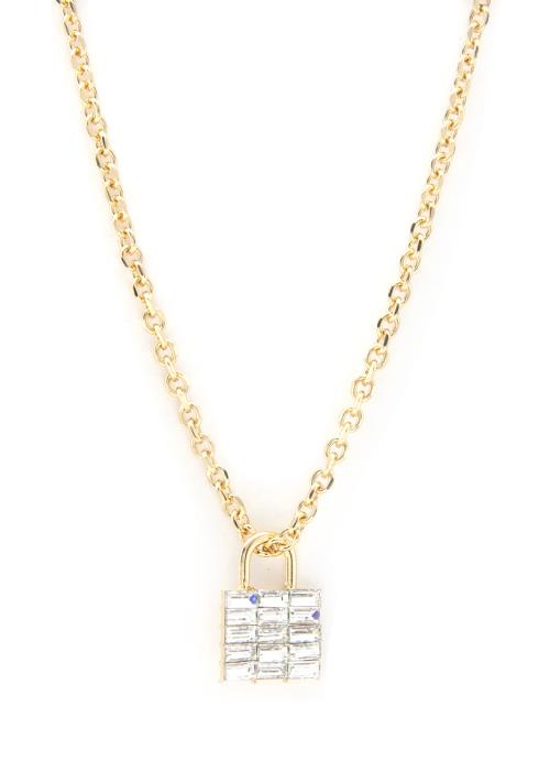 Rhinestone Lock Pendant Necklace