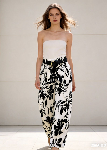 Floral Print Belted Pants