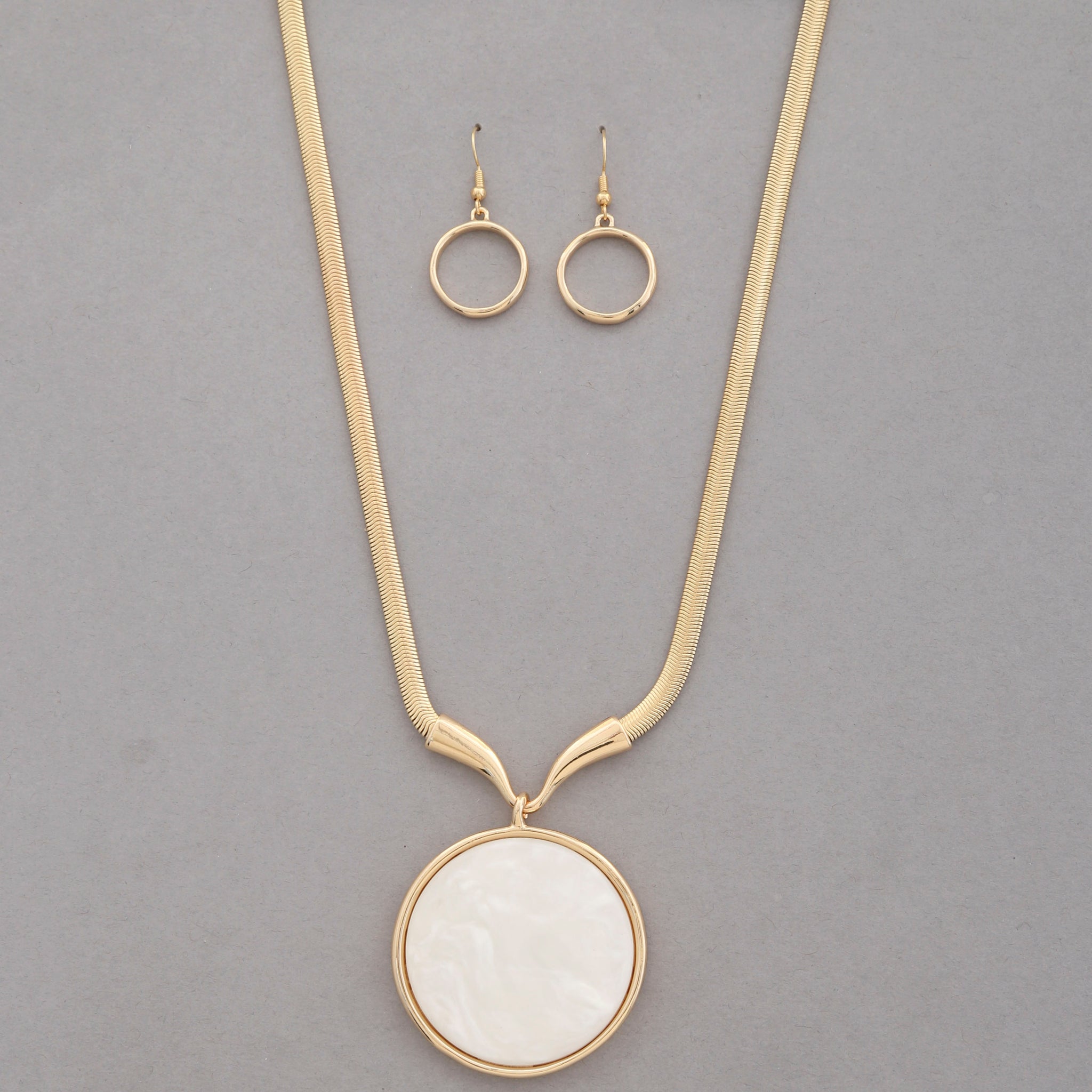 Round Acetate Pendant Metal Necklace