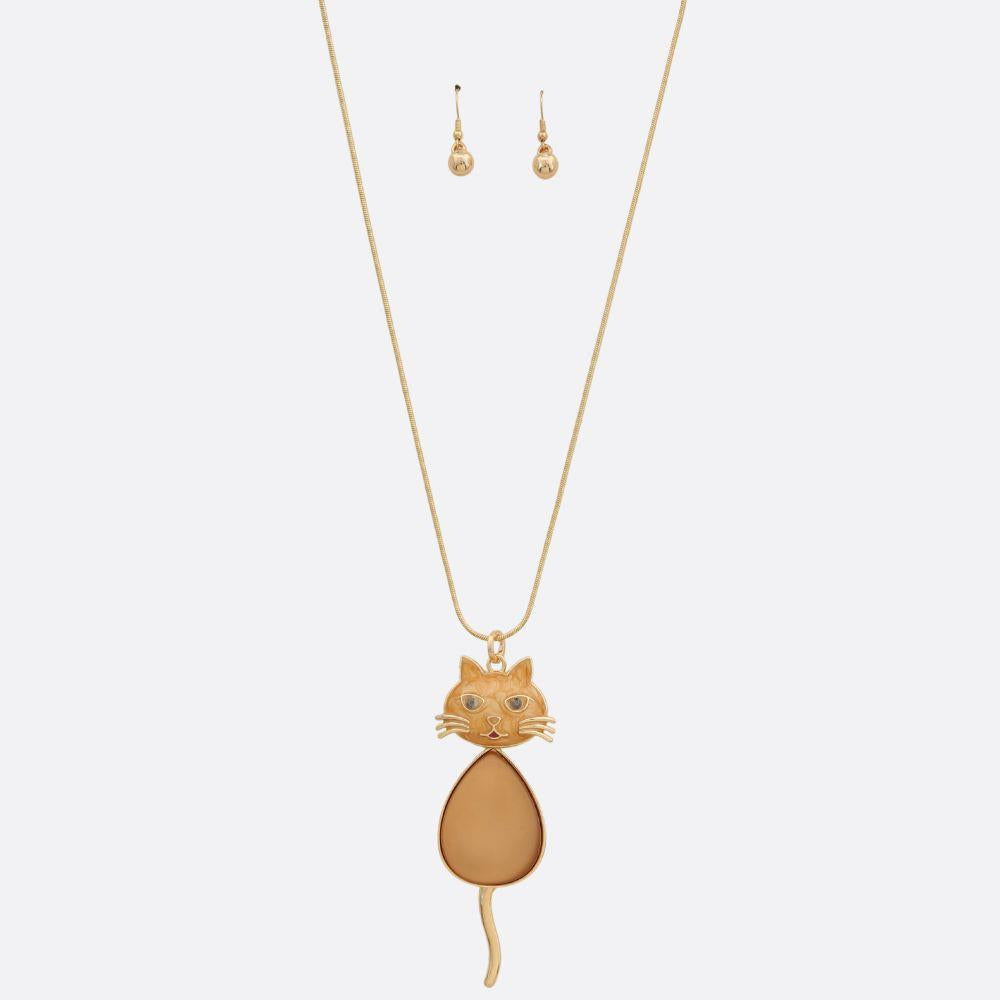 Abalone Cat Pendant Necklace