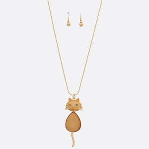 Abalone Cat Pendant Necklace