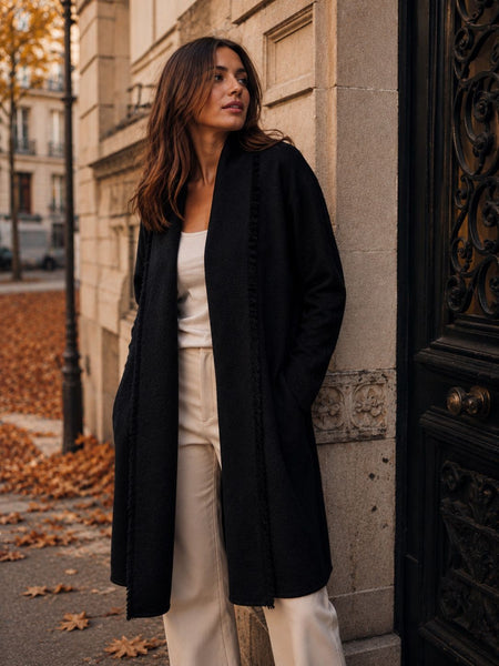 Open Front Frayed Hem Cardigan