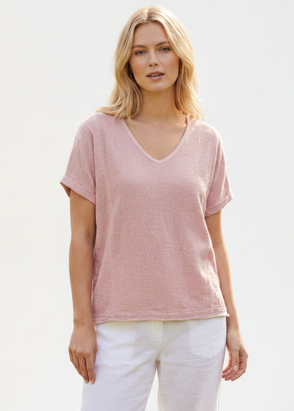 Short Sleeve Linen/Cotton Top - Italian