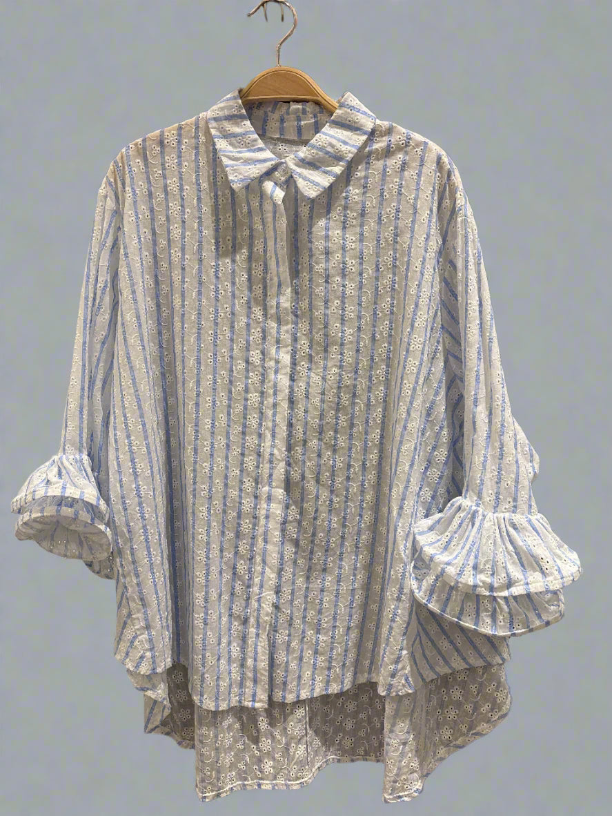 Detail Sleeve Stripe Blouse
