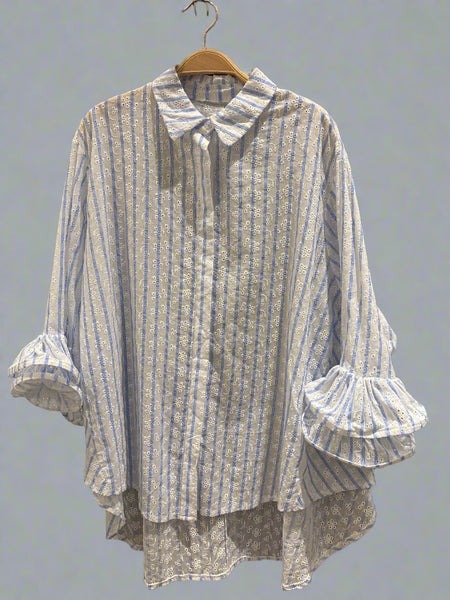Detail Sleeve Stripe Blouse