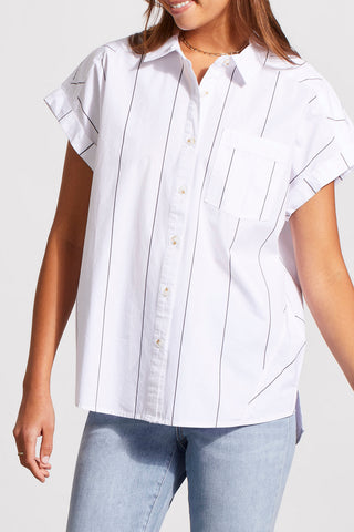 Cap Sleeve Stripe Shirt
