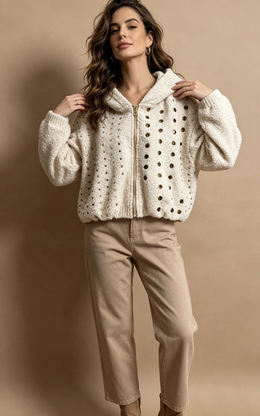 Stud Front Hooded Jacket