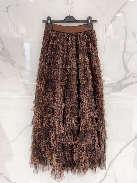 Animal Print Lace Skirt