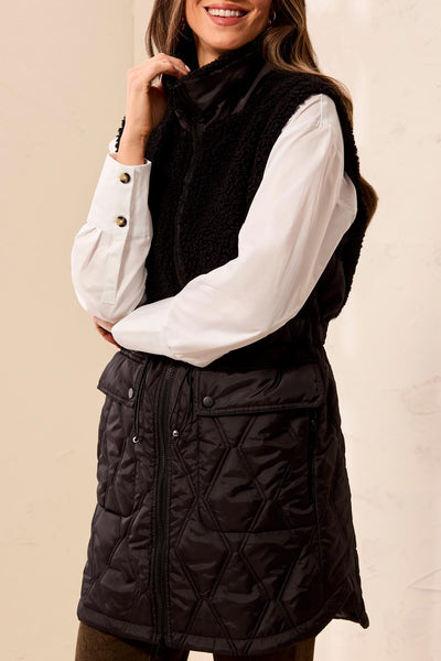 Mix Media Quilted Sherpa Vest
