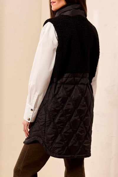 Mix Media Quilted Sherpa Vest
