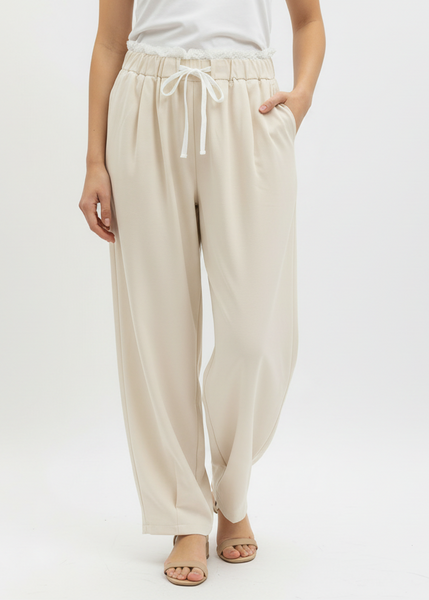 Lace Trim Waist Pants
