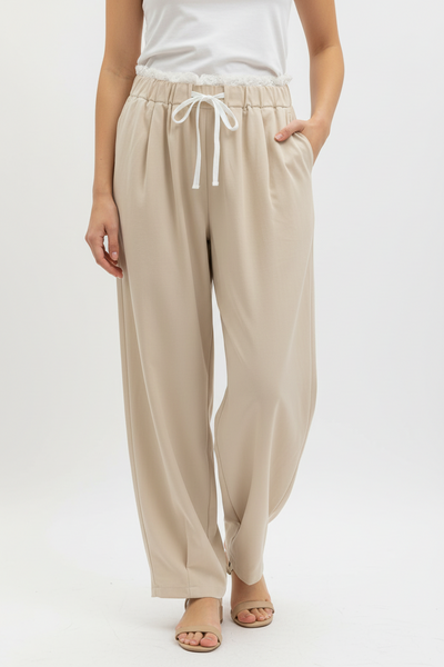 Lace Trim Waist Pants
