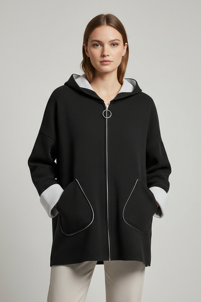 Zipper Front Hooded Jacket