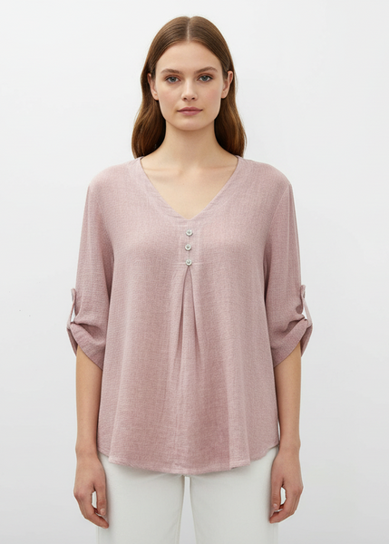 Short Sleeve Linen/Cotton Top - Italian