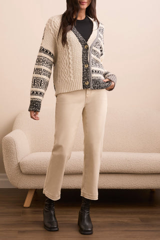 Button Front Multi Stitch Sweater Cardigan