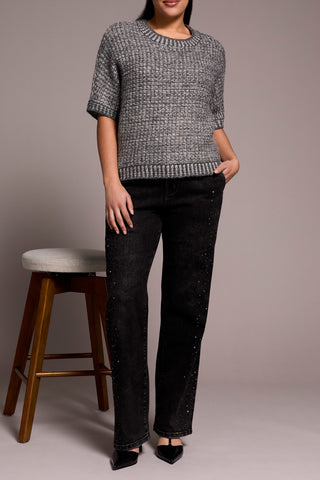 Short Sleeve Crew Neck Sweater