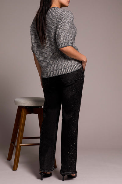 Short Sleeve Crew Neck Sweater