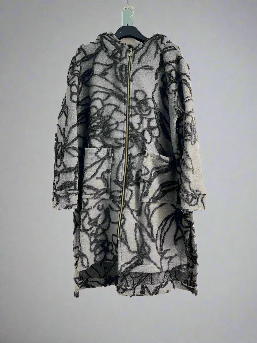 Zipper Front Boiled Wool Coat