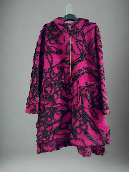Zipper Front Boiled Wool Coat
