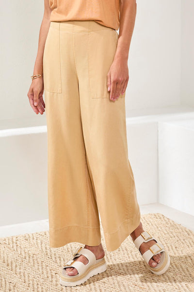Flowy Pull-On Crop Wide Leg Tencel Pants