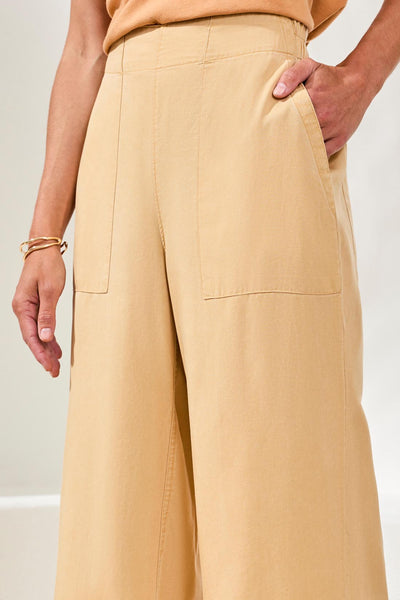 Flowy Pull-On Crop Wide Leg Tencel Pants