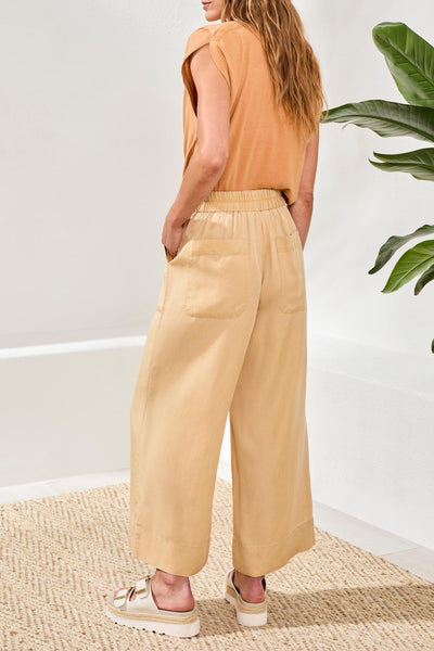 Flowy Pull-On Crop Wide Leg Tencel Pants