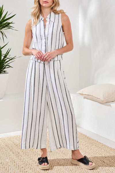 Crop Pull-On Flowy Wide Stripe Pants