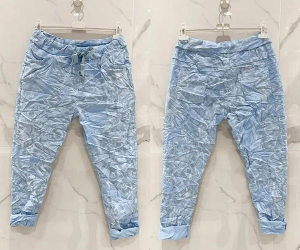 Print Draw String Waist Pants- Italian