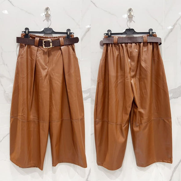 Belted Vegan Leather Gaucho