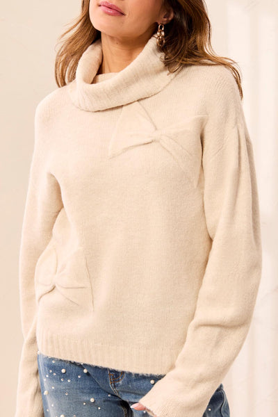 T-Neck Bow Detail Sweater