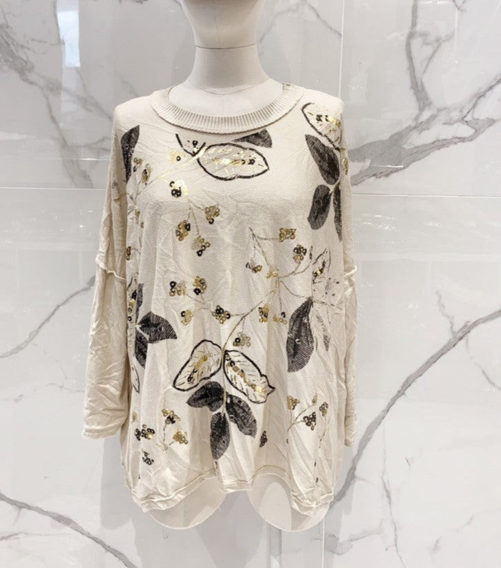 Leaf Print Sweater - Italian