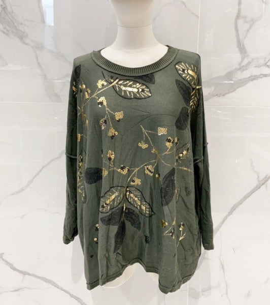 Leaf Print Sweater - Italian