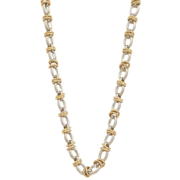 Gold Dipped Two Tone Metal Chain Necklace