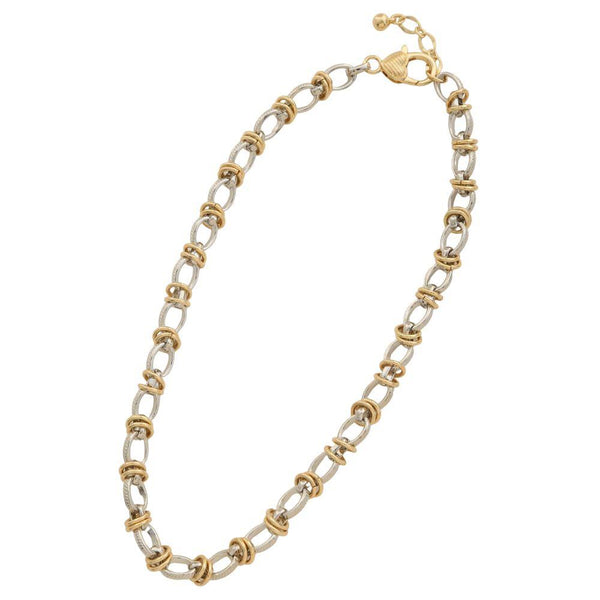 Gold Dipped Two Tone Metal Chain Necklace