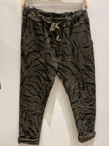 Zebra Print Draw String Waist Pants- Italian