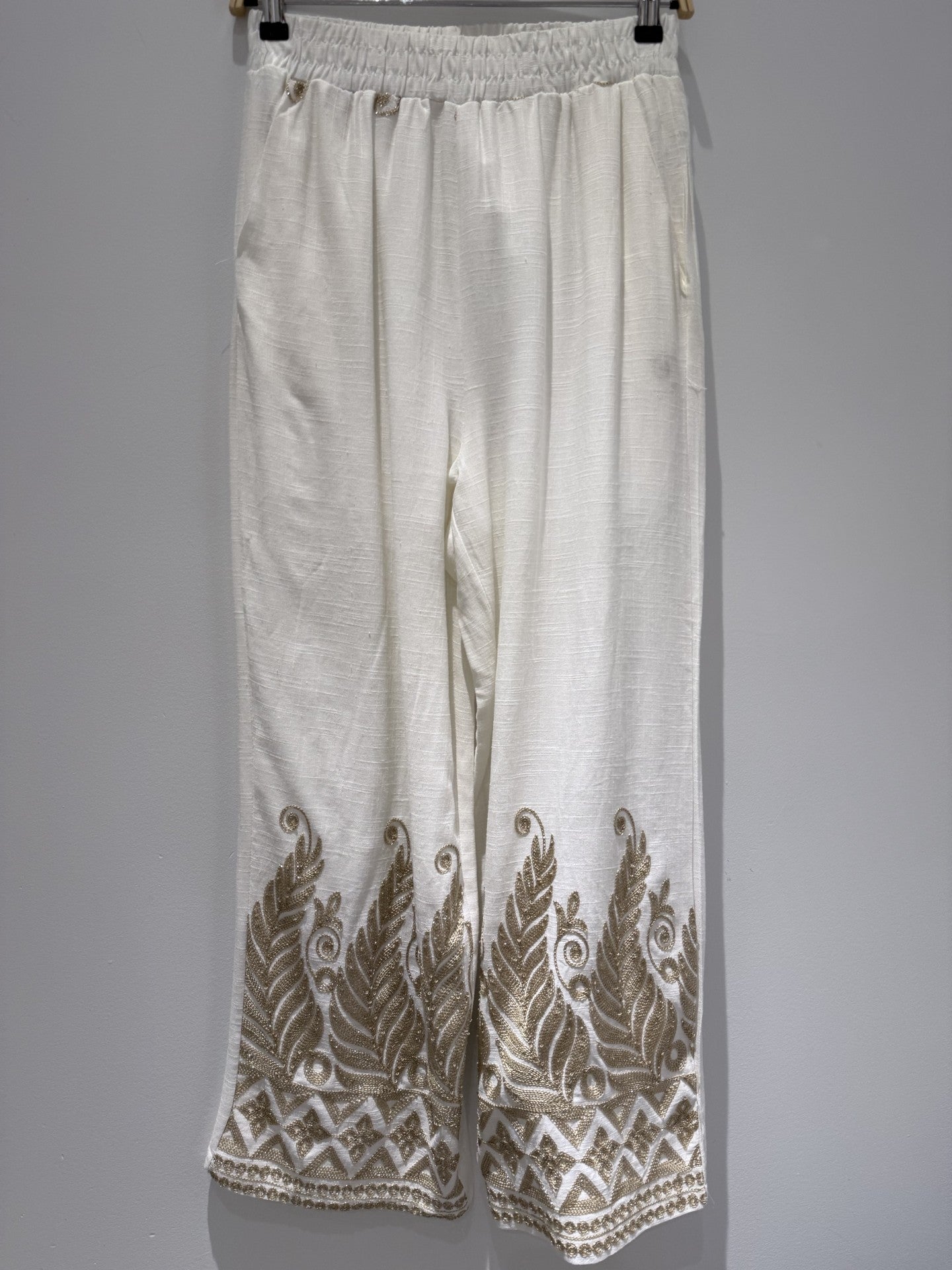 Print Trim Cotton Pants