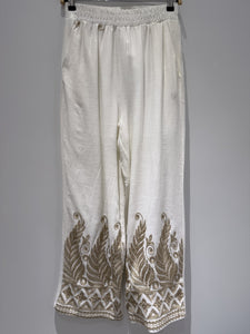 Print Trim Cotton Pants