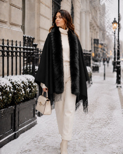 Scarf With Faux Fur Trim