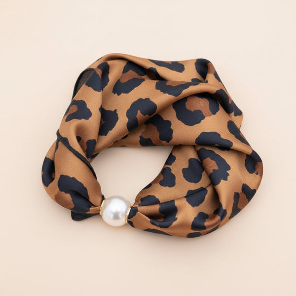 Leopard Animal Print Pattern Silky Bandana Neck Scarf