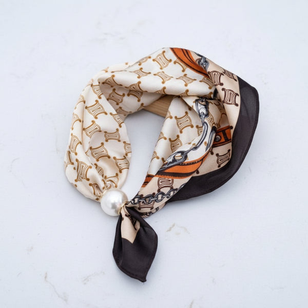 Monogram Geometric Pattern Silky Bandana Neck Scarf
