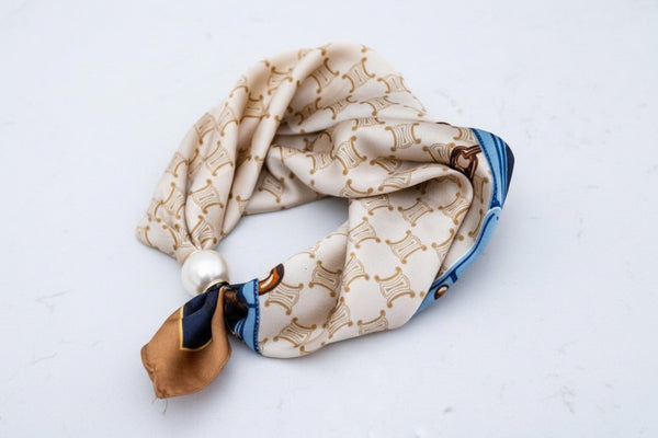 Monogram Geometric Pattern Silky Bandana Neck Scarf