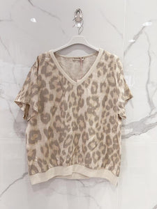 Leopard Print Linen Mix Top