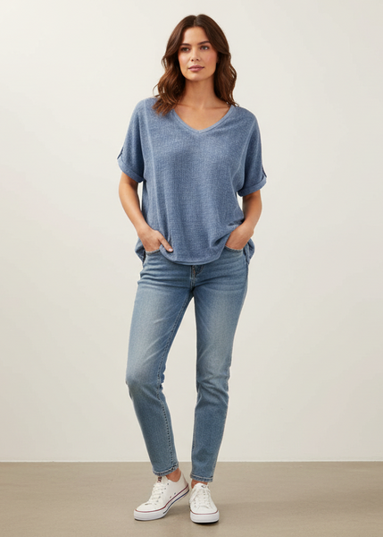 Short Sleeve Linen/Cotton Top - Italian