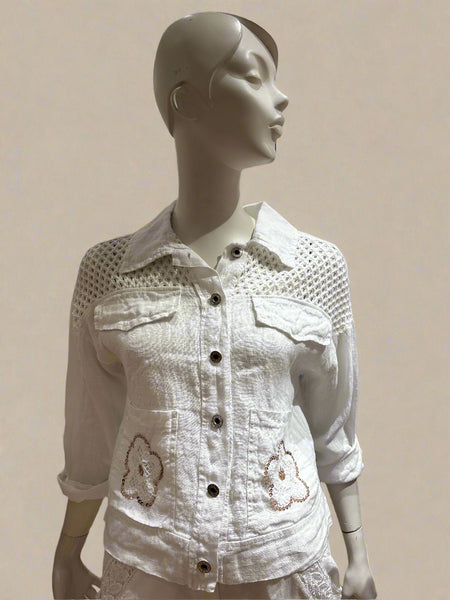 Eyelet Detail Linen Top
