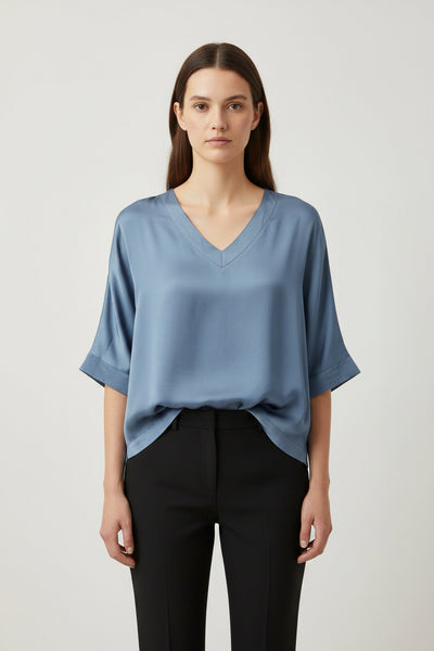 Short Sleeve Sateen Top