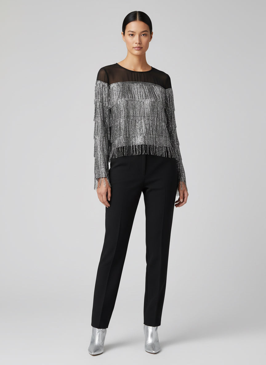 Sheer Top With Fringe