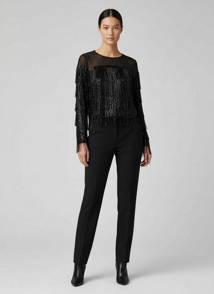 Sheer Top With Fringe