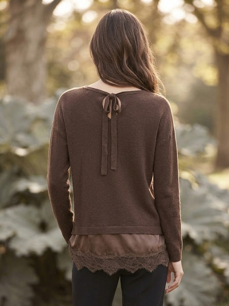 Lace Bottom Bow Back Sweater